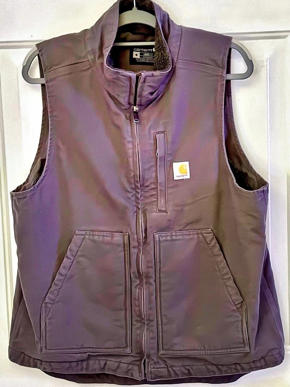 Carhartt Loose Fit Washed Duck Sherpa-Lined Mock-Neck Vest Medium